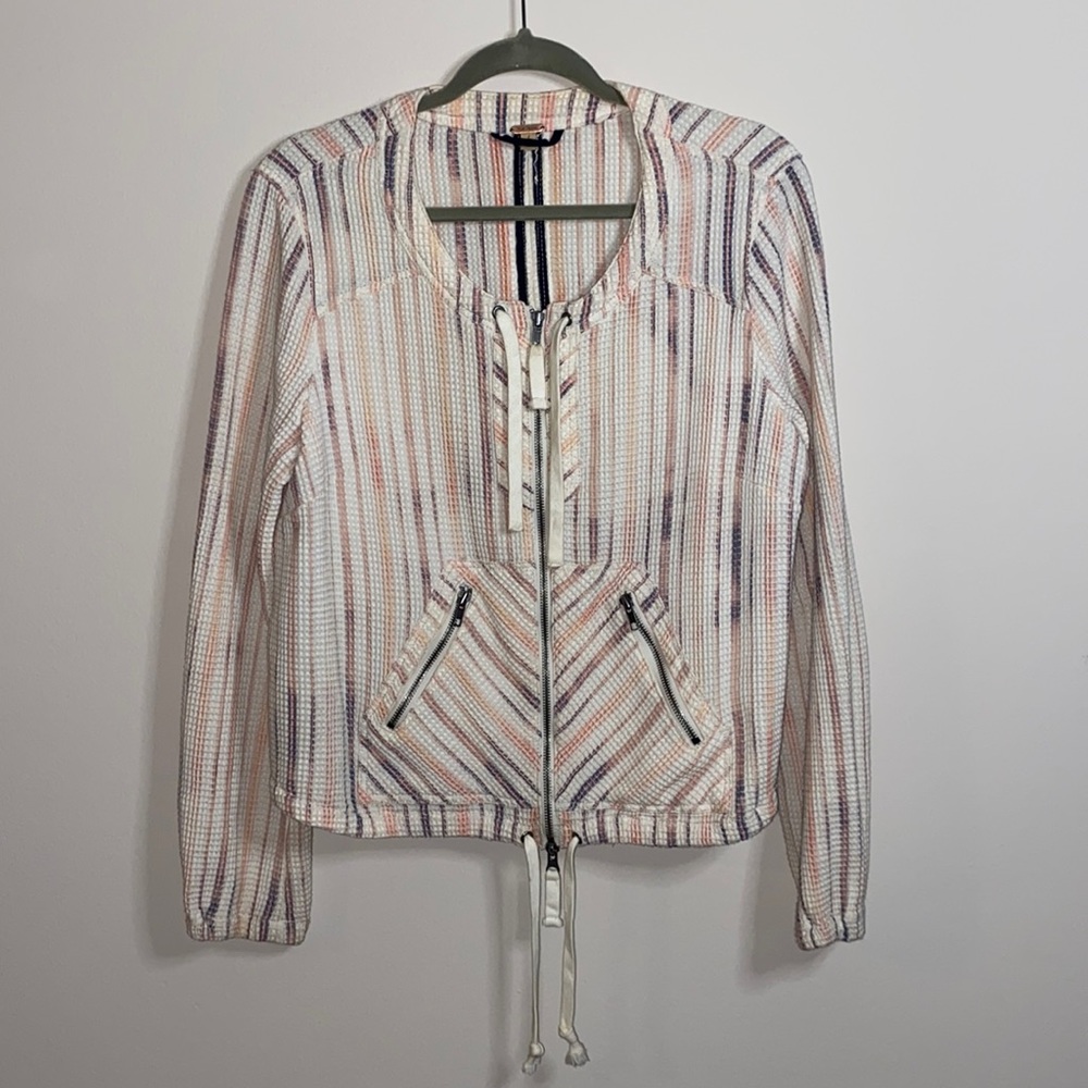 Free People Waffle Knit Zip Cropped Jacket